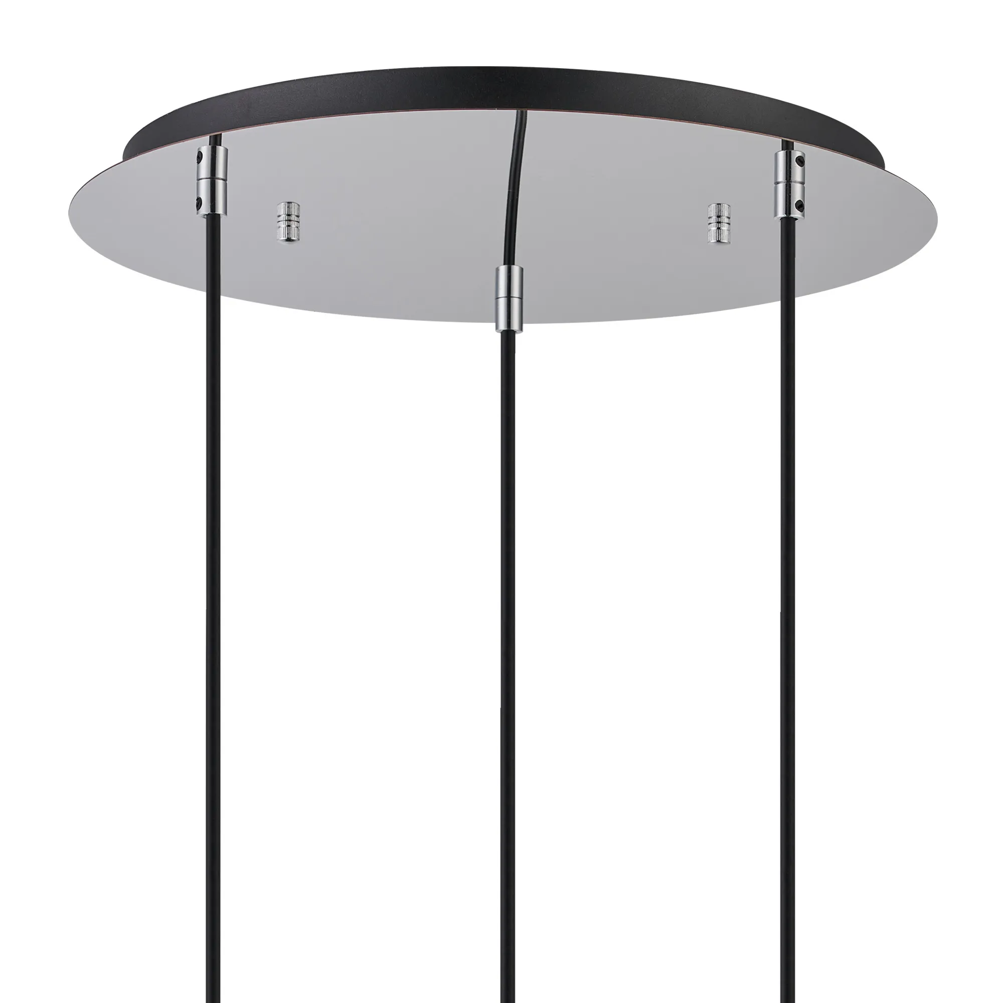 Lori 40cm Round Pendant, 3 Light Adjustable E27, Polished Chrome/Chrome/Smoke Slim Curved Trapezium Shades DK1270  Deco Lori Polished Chrome
